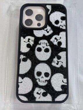 Pink Sky Reaper Beaded Skull iPhone 16 Pro Max Case NIB